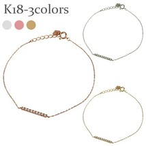 ブレスレット 18k k18ゴールド k18wg k18yg k18pg ダイヤモンド 0.2ct ラインブレスレット ストレート レディース_画像1