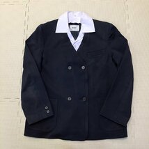 O484 (中古) 四国方面 校名不明 2点セット /160A/W66/丈60/ブレザー/スカート/つけ襟/紺/冬服/冬用/制服/学生服/中学校/高校/女子学生_画像2