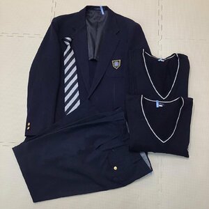 OT645(中古)栃木県 宇都宮短期大学附属高校 男子学生服 5点セット /190A/WO/W82/ブレザー/セーター/ベスト/ズボン/ネクタイ/制服/冬服/夏服