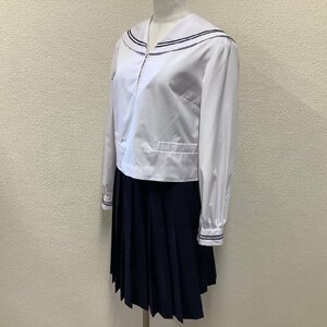 (Y)I188 (中古) 校名不明 セーラー服 2点セット /160A/W62/紺2本/TOMBOW/合服/夏服/中学校/高校/制服/女子学生/学生服