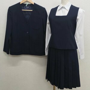 A396(中古)栃木方面 女子学生服 4点セット /165A/L/W66/ブレザー/ベスト/スカート/スクールパール/NIKKE/制服/女子学生/学生服