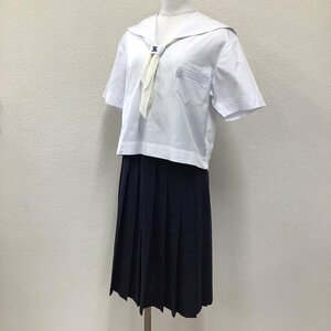 O770 (中古) 兵庫県 鹿島中学校 セーラー服 上下3点セット /LL/W69/丈69/24本/白3本ライン/夏服/中学校/高校/女子学生/学生服/学生