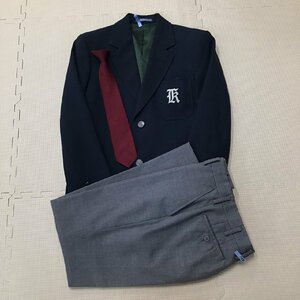 OT597-1 (中古) 栃木県 河内中学校 (旧制服) 男子学生服 3点セット /4-/W67/ブレザー/ズボン/ネクタイ/冬服/制服/学生服/男子学生/卒業生品