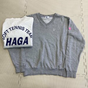 YJ040 ( used ) Tochigi prefecture .. junior high school part . put on 2 point set /. name entering / soft tennis /S/ sweatshirt / long sleeve / outer garment / practice put on / practice contest / woman raw ./. industry raw goods 