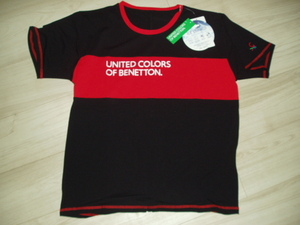 新品★UNITED COLORS OF BENETTONの半袖Tシャツ【レディースのＬ】 バイカラー 接触冷感 吸水速乾 UVカット　送料185より～　　A5