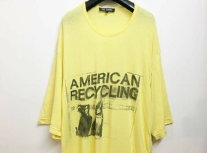 RAF SIMONS 2002 ”RIOT RIOT RIOT” ラフシモンズ 'AMERICAN RECYCLING' 半袖 ロングカットソー 46 テロ期 ビンテージ アーカイブ