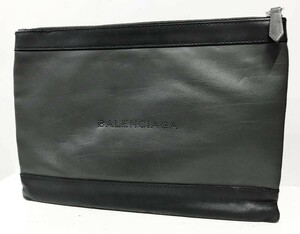 イタリア製 BALENCIAGA バレンシアガ パンチングロゴ レザー クラッチバッグ 黒 セカンドバッグ ハンドバッグ 鞄