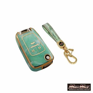  car supplies CHEVROLET Chevrolet marble style TYPE A 3 button type TPU smart key case green / Sale to Lux [ mail service postage 200 jpy ]
