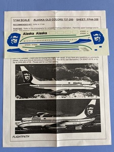 旅客機デカール!　　アラスカ航空のB737-200　1/144 フライトパス・デカール　FP44-358