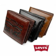 ブラック 黒 Levis リーバイス ラベルパッチ エコレザー 折財布 8306_画像2