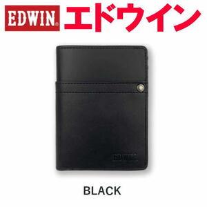ブラック EDWIN エドウイン 折財布 633 リベットデザイン L字ファスナー小銭入