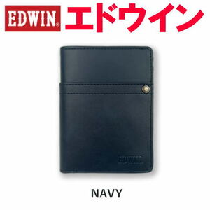 ネイビー EDWIN エドウイン 折財布 633 リベットデザイン L字ファスナー小銭入