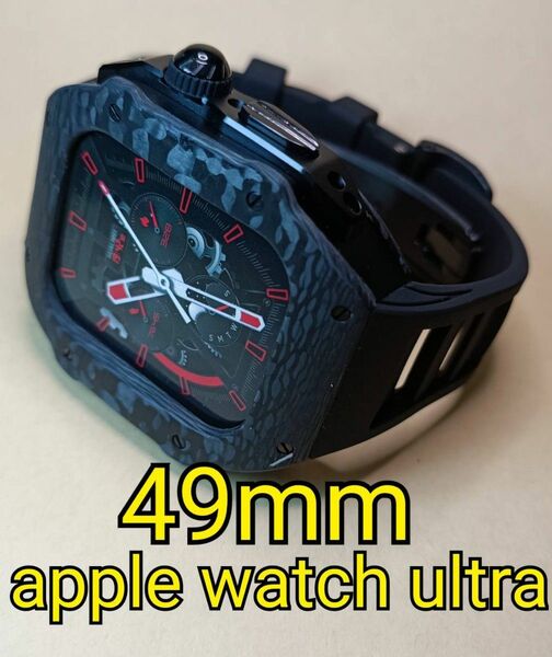 49mm カーボン黒 メタル ラバー アップルウォッチウルトラ apple watch ultra ゴールデンコンセプト 好きに