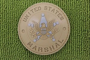 PA5新品 USMS USマーシャル US MARSHAL UNITED STATES 立体PVC素材 ワッペン パネルパッチ マジックテープ カーキxグレイ系 約8x8cm