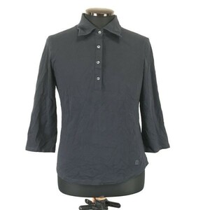 Henry cotton's/ヘンリーコットンズ ★七分袖/ポロシャツ【Mens size -M/48/黒/Black】made in CE/Tops/Shirts◆BH54
