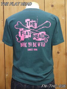 新品 フラットヘッド BONE TO BE WILD 丸胴半袖 Tシャツ 44 ダークグリーン FN-THC-036 theflathead