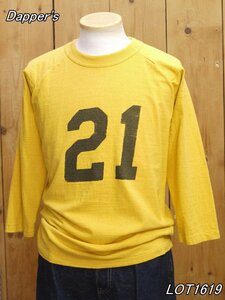 新品 ダッパーズ 七分袖 フットボールTシャツ 40 イエロー dapper's LOT1619