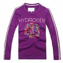 美品◆【格好いい】メンズTシャツHYDROGENハイドロゲン長袖トップス紫L_画像1