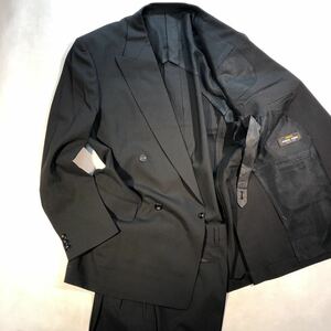 新品 定価3.6万【サイズAB8 XXL★NIKKE礼服】4Bダブルスーツ 漆黒フォーマル 背抜き ノーベンツ 2タック アジャスター付き ウール喪服