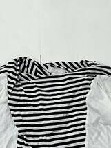 【GANRYU COMME des GARCONS】ガンリュウ コムデギャルソン AD2014 EO-T202 ボーダー切り返し デザイン Tシャツ 白 黒 ホワイト ブラック_画像3