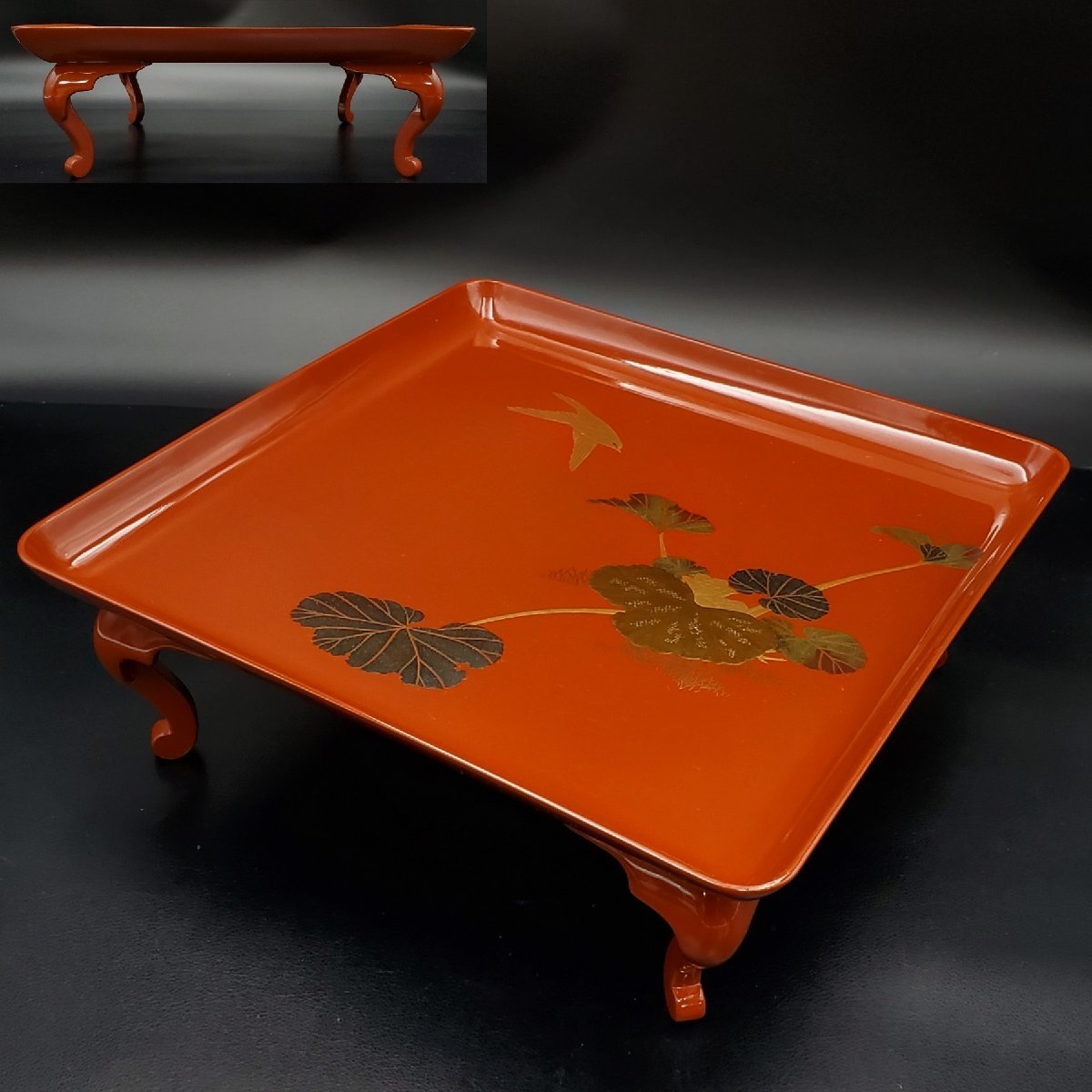 華麗 【希少】高級木製漆器 本漆 未使用品 会席膳4枚組 テーブル用品