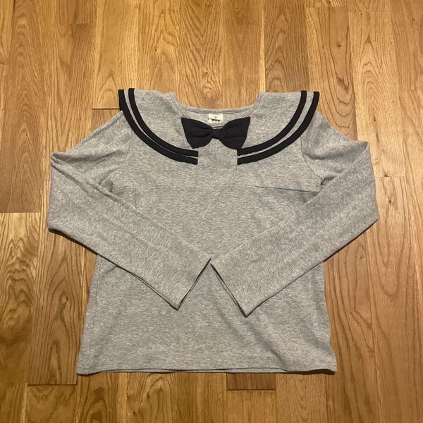 トップス 長袖Tシャツ セーラー服風 140 グレー