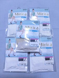 【5個 新品未開封品】Mirica　靴下　ソックス　シアーレースボーダー　ホワイト　ベージュ　送料無料