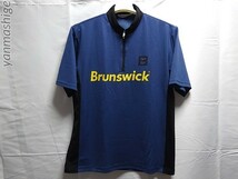 Brunswick [XLサイズ] ドライハーフジップシャツ 廃番[ネイビーxブラックxイエロー] ボウリングシャツ ブランズウィック サンブリッジ_画像1