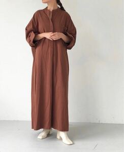 【美品】TODAYFUL トゥデイフル コットンツイルシャツドレス ロングワンピース ブラウン スリット 定価15,400円 36