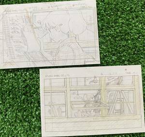 ジブリ　紅の豚　宮崎駿　レイアウト　切抜き　2枚セット　イラスト　ポストカード　ポスター　セル画　STUDIO GHIBLI