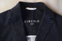 新品タグ付 イタリア CIRCOLO 1901 春夏 コットン混 インディゴネイビー系 デニム織り調 メランジ 2B ジャージジャケット 50(L～XL相当)_画像3