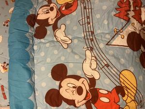  Mickey Mouse Kids futon матрас футон * ватное одеяло комплект голубой бледно-голубой мужчина Disney USED выгода ощущение б/у немного Junk 