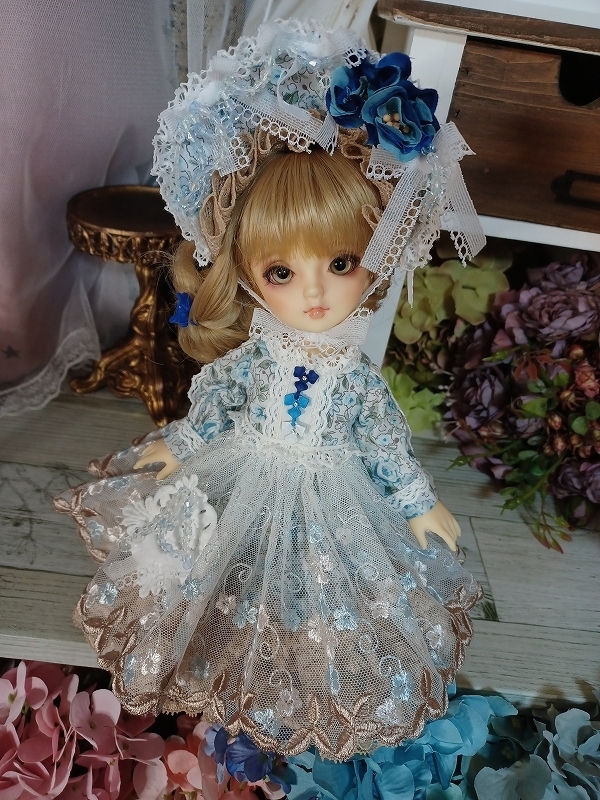 フルオーダー 海外ディーラー製 fioreドール服 幼SD ドレス 洋服 1/6 ブルー