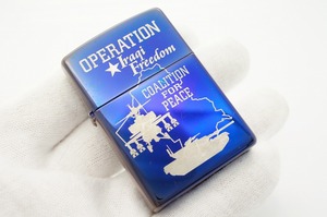 D647★ZIPPO ジッポ OPERATION IRAQI FREEDOM SCOALTION FOR PEACE 2003年 インディゴブルー