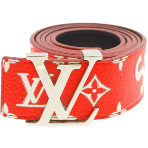 シュプリーム 17AW×LOUIS VUITTON LV Initiales 40 MM Belt サンチュール LVイニシアル モノグラムレザーベルト MP015U レッド