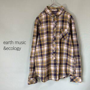 ◎アースミュージック&エコロジ earth music&ecology 長袖シャツ プルオーバー レディース Ｍサイズ 綿100％ 丸えりシャツ