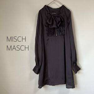◎ミッシュマッシュ　MISCH MASCH　シャツチュニック　サテンシャツ　長袖チュニック　Mサイズ　黒色
