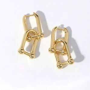 2way チェーンフープピアス リアルゴールドコート
