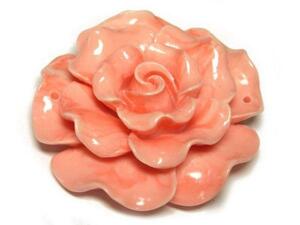 珊瑚（練り） 薔薇型パーツ ピンク 約48×17mm 1個 6001391☆
