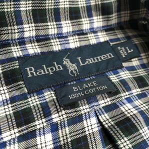 【リメイク】Ralph Lauren バンドカラー シャツ / 実寸XL コットン ブルー チェック BLAKE USA ビンテージ 90s T3-04173-9327 saleの画像10