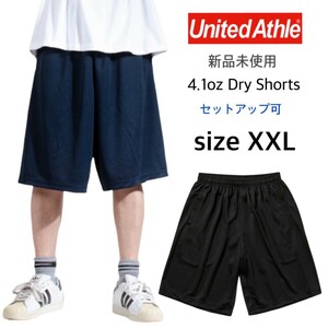 新品 ユナイテッドアスレ 4.1oz ドライアスレチック ショーツ 黒 ブラック XXLサイズ United Athle 591401