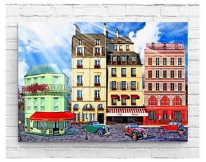 Art hand Auction [With Frame-Black-] Interior Poster France Paris Parisian Street Corner Art Painting Poster A3 Size (297 x 420mm) as1, printed matter, poster, others