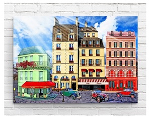 インテリアポスター フランス パリ パリの街角 アート絵画ポスター A1サイズ(594×841mm) ai1