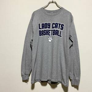 アメリカ古着　lady cats バスケットボール　カレッジ物　GILDAN　ギルダン　ロンT　長袖Tシャツ　【J272】