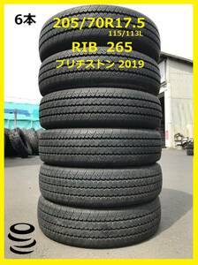 【M】 ブリヂストン 中古夏 205/70R17.5 115/113L RIB 265 2019 6本セット①　