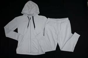  Asics lady's light sweat top and bottom set M size soft gray French Terry f-ti-& pants 