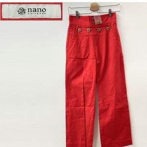 /36/ nano universe レッド コットンツイルマリンパンツ レディース カジュアルコーデ ワイドパンツ マリンルック ナノユニバース