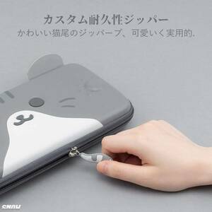 グレー かわいい 猫 スリム ポーチ 有機ELモデル対応 耐衝撃 全面保護 本体収納 バッグ ケース Nintendo Switch ニンテンドー スイッチ