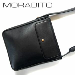 【送料無料】MORABITO モラビト ショルダーバッグ　ポシェット　ミニバッグ レザー　斜め掛け　本革　ブラック　黒