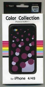 新品★iPhone4/4s シリコンケース 黒 水玉 液晶フィルム付★n